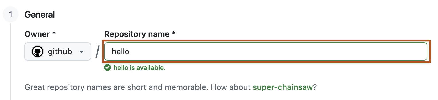 GitHubのRepository name入力欄